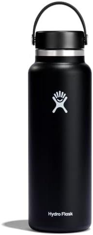 Hydro Flask Water Bottle - Insulated Stainless Steel - Wide Mouth Flex Lid, Non Spill, Leakproof and Refillable in 40 Oz