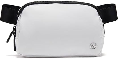 Pander Two Way Zipper Fanny Pack Nylon Everywhere Belt Bag for Women, Water Repellent Waist Packs, Crossbody Bags with Adjustable Strap (White).