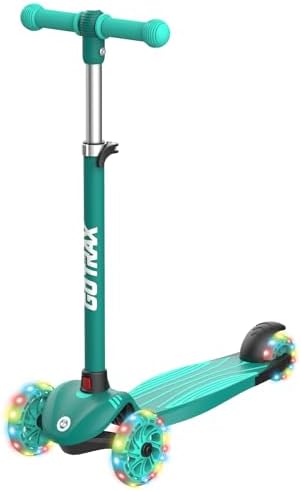 Gotrax KS1 Kids Kick Scooter, LED Lighted Wheels and 3 Adjustable Height Handlebars, Lean-to-Steer & Widen Anti-Slip Deck, 3 Wheel Scooter for Boys & Girls Ages 2-8 and up to 110 Lbs