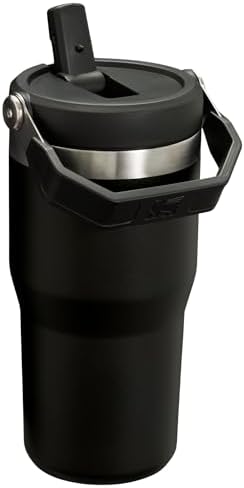 Stanley IceFlow Flip Straw Tumbler with Handle 20 oz | Twist On Lid and Flip Up Straw | Leak Resistant Water Bottle | Insulated Stainless Steel |BPA-Free | Black 2.0