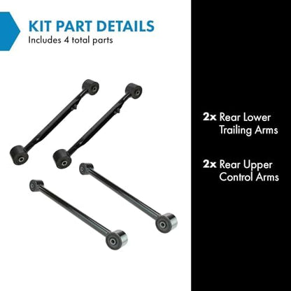 TRQ Rear Control Arm Set Trailing Arm Compatible with 04-07 Buick 02-09 Chevrolet GMC Isuzu 02-04 Oldsmobile 05-09 Saab