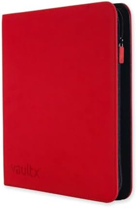 Vault X 12 Pocket Trading Card Zip Binder - 480 cards, Premium Exo-Tec Album Material, 20 Side-Loading Pages, Folder for Collectible Card Games, Sports, TCG (Red)