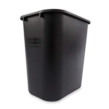 Rubbermaid Commercial Products Wastebasket/Trash Can, 7-Gallon/28-Quart, Black, Plastic, for Bedroom/Bathroom/Office, Fits Under Desk/Sink/Cabinet, Pack of 4