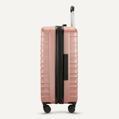 Amazon Basics 21" Hardside Carry-On Luggage, Hardshell Suitcase With Wheels, Expandable For Up to 25% More Space, With Scratch-Resistant Surface, Four Multi-directional Wheels, Rose Gold