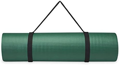 Gaiam Essentials Thick Yoga Mat Fitness & Exercise Mat with Easy-Cinch Carrier Strap,72"L X 24"W X 2/5 Thick, 10mm