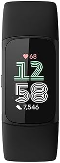 Fitbit Charge 6 Fitness Tracker with Google apps, Heart Rate on Exercise Equipment, 6-Months Premium Membership Included, GPS, Health Tools and More, Obsidian/Black, One Size (S & L Bands Included)