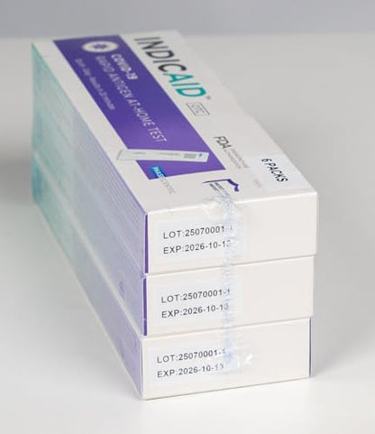 INDICAID COVID-19 Antigen Rapid Test, 6 Tests in 3 Individual Packs, FDA EUA Authorized OTC COVID Home Test, HSA/FSA Eligible, Fast and Easy to Use