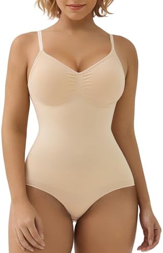 SHAPERX Women's Shapewear Bodysuit Tummy Control Body Shaper Seamless Sculpting Snatched Waist Body Suit