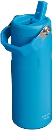 Stanley IceFlow Flip Straw 2.0 Water Bottle 16 OZ | Built-In Straw with Larger Opening | Lightweight & Leak-Resistant | Insulated Stainless Steel | BPA-Free | Azure