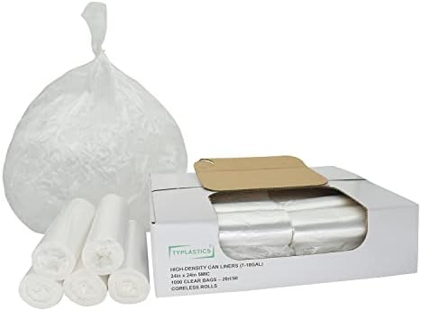 TYPLASTICS Trash Can Liner - Wholesale 1000 Count Garbage Bags on Perforated Roll 7-10 Gallon Multipurpose for Office Bathrooms Business Home Commercial and Industrial Needs 24" x 24"