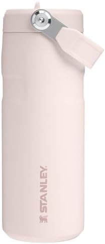 Stanley IceFlow Flip Straw 2.0 Water Bottle 16 oz | Built-In Straw with Larger Opening | Lightweight and Leak Resistant | Insulated Stainless Steel | BPA-Free | Rose Quartz
