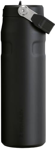 Stanley IceFlow Flip Straw 2.0 Water Bottle 24 OZ | Built-In Straw with Larger Opening | Lightweight & Leak-Resistant | Insulated Stainless Steel | BPA-Free | Black 2.0