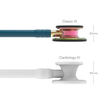 3M Littmann Classic III Monitoring Stethoscope, 5807, More Than 2X as Loud, Weighs Less, Stainless Steel Rainbow-Finish Chestpiece, 27" Caribbean Blue Tube, Brass Stem and Headset