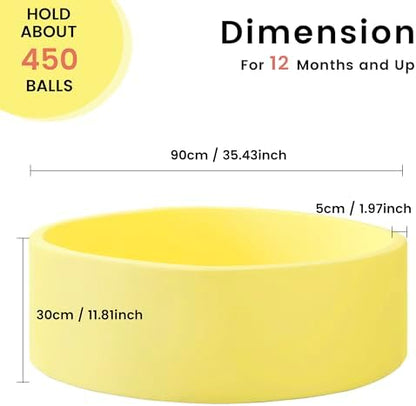 Ball Pit for Toddlers 35.43''x11.81 Baby Ball Pits Soft Memory Foam Ball Pit Round Kids Play Ball Pool Ideal Gift for Girls and Boys (Yellow, NO Balls)