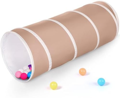 Kids Play Tunnel Tent for Toddlers, Pop Up Crawl Tunnel Toy for Baby or Pet with Neutral Color, Collapsible Gift for Boy and Girl Play Tunnel Indoor and Outdoor Game (Brown Tunnel)