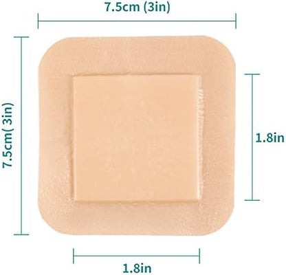 Dimora Silicone Foam Dressing with Border Adhesive 3"x3" Waterproof Wound Dressing First Aid Bandage for Wound Care 10 Pack