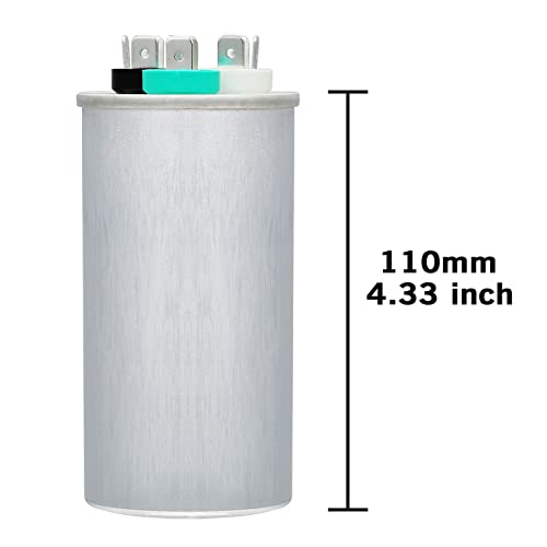 80/5 uF 80+5 MFD 370VAC or 440VAC Dual Run Start Round A/C Capacitor CBB65 CBB65B Air Conditioner Capacitors for AC Unit Fan Motor Start or Heat Pump or Condenser Straight Cool