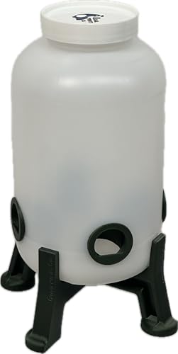 Quail Feeder Container with Feeding Ports and Stand | Ports are 3D Printed | Made in USA (4-Quart, Army Green)