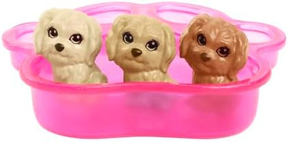 Barbie Doll & Pets Set, Blonde with Mommy Dog, 3 Newborn Puppies with Color-Change Feature & Pet Accessories