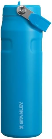 Stanley IceFlow Flip Straw 2.0 Water Bottle 24 OZ | Built-In Straw with Larger Opening | Lightweight & Leak-Resistant | Insulated Stainless Steel | BPA-Free | Azure