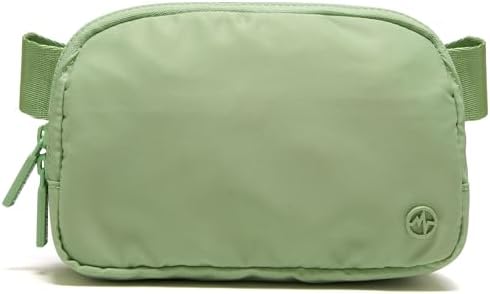 Pander Two Way Zipper Fanny Pack Nylon Everywhere Belt Bag for Women, Water Repellent Waist Packs, Crossbody Bags with Adjustable Strap. (Green Asparagus)