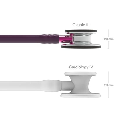 3M Littmann Classic III Monitoring Stethoscope, 5960, More Than 2X as Loud, Weighs Less, Stainless Steel Mirror-Finish Chestpiece, 27" Plum Tube, Pink Stem, and Smoke Headset