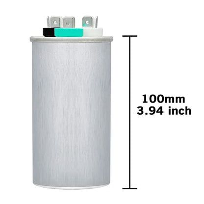 60/5 uF 60+5 MFD 370VAC or 440VAC Dual Run Start Round A/C Capacitor CBB65 CBB65B Air Conditioner Capacitors for AC Unit Fan Motor Start or Heat Pump or Condenser Straight Cool
