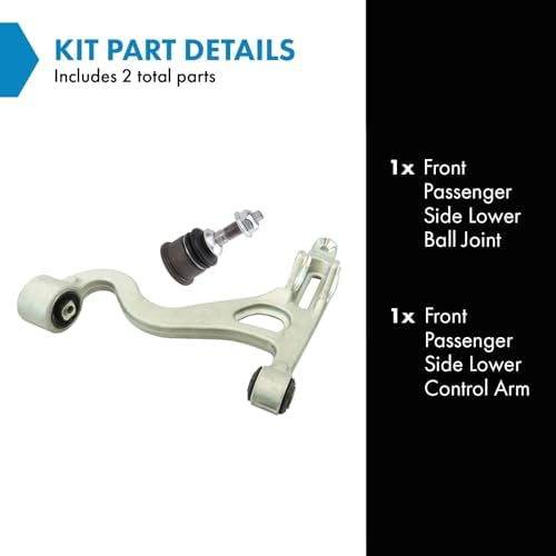 TRQ Front Lower Control Arm with Ball Joint Set Passenger Side 2 Pieces Compatible with 2003-2005 Ford Thunderbird 2002-2006 Lincoln LS