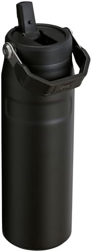 Stanley IceFlow Flip Straw 2.0 Water Bottle 24 OZ | Built-In Straw with Larger Opening | Lightweight & Leak-Resistant | Insulated Stainless Steel | BPA-Free | Black 2.0