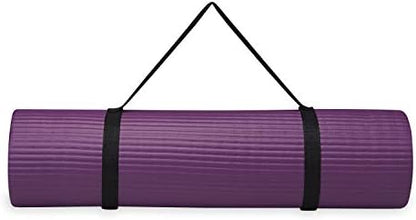Gaiam Essentials Thick Yoga Mat Fitness & Exercise Mat with Easy-Cinch Carrier Strap,72"L X 24"W X 2/5 Thick, 10mm