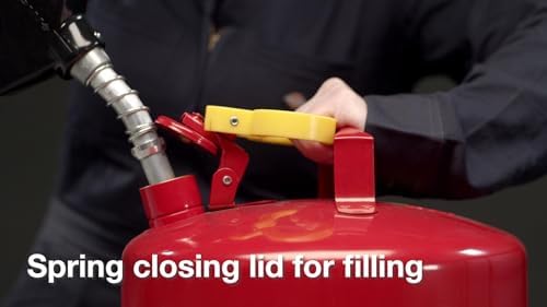 Eagle 1 Gallon Type I Red Safety Gas Can for Gasoline with Flame Arrester, Self-Closing Lid, and F-15 Funnel, Made in the USA, Galvanized Steel Flammable Storage Can, UI10FS