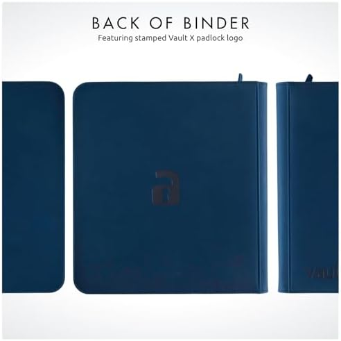 Vault X 12 Pocket Trading Card Zip Binder - 480 cards, Premium Exo-Tec Album Material, 20 Side-Loading Pages, Folder for Collectible Card Games, Sports, TCG (Blue)