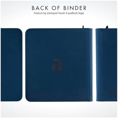 Vault X 12 Pocket Trading Card Zip Binder - 480 cards, Premium Exo-Tec Album Material, 20 Side-Loading Pages, Folder for Collectible Card Games, Sports, TCG (Blue)