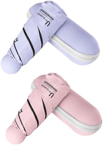 BAODINI Travel Mini Umbrella for Purse With Case Small Compact UV Sun Protection Sun Lightweight Tiny Pocket Umbrella for Women Kids and Men