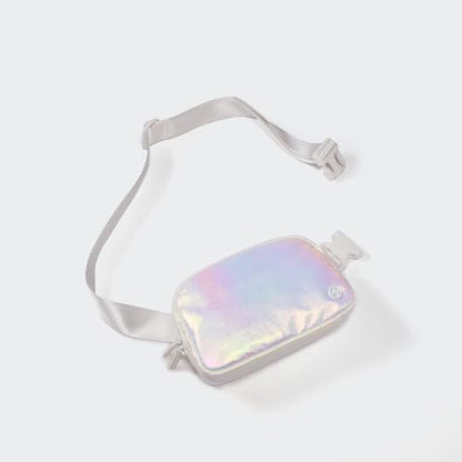 Pander Two Way Zipper Fanny Pack Nylon Everywhere Belt Bag for Women, Water Repellent Waist Packs, Crossbody Bags with Adjustable Strap(Iridescent).