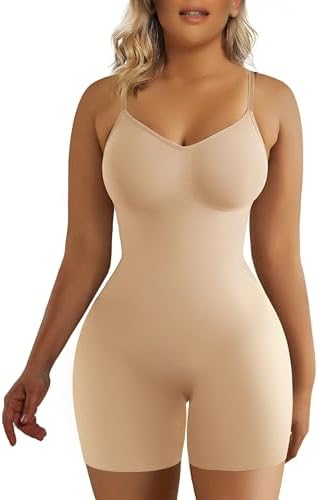 SHAPERX Women's Shapewear Bodysuit Tummy Control Body Shaper Seamless Sculpting Snatched Waist Body Suit