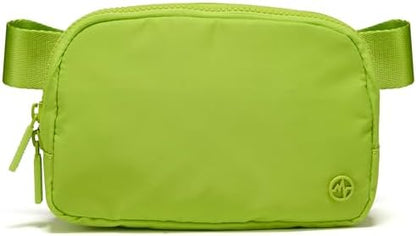 Pander Two Way Zipper Fanny Pack Nylon Everywhere Belt Bag for Women, Water Repellent Waist Packs, Crossbody Bags with Adjustable Strap(Grape Green).