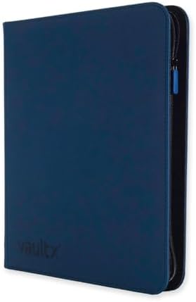 Vault X 12 Pocket Trading Card Zip Binder - 480 cards, Premium Exo-Tec Album Material, 20 Side-Loading Pages, Folder for Collectible Card Games, Sports, TCG (Blue)