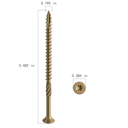 #10 * 3-1/2" Deck Screws, (117pcs) 2 lbs.Exterior Wood Screws, Rust Resistant epoxy Coated, Bronze, T25 Star Bit