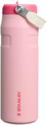 Stanley IceFlow Flip Straw 2.0 Water Bottle 24 oz | Built-In Straw for Travel and Sports | Lightweight and Leak Resistant | Insulated Stainless Steel | BPA-Free | Strawberry Cream