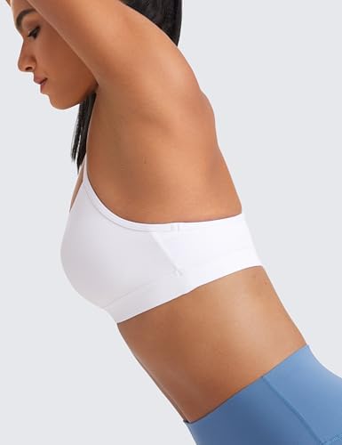 CRZ YOGA Butterluxe Womens Y Back Sports Bra - Padded Racerback Low Impact Spaghetti Thin Strap Workout Yoga Top