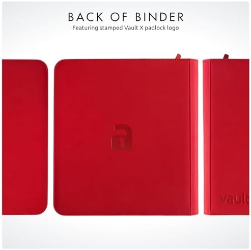 Vault X 12 Pocket Trading Card Zip Binder - 480 cards, Premium Exo-Tec Album Material, 20 Side-Loading Pages, Folder for Collectible Card Games, Sports, TCG (Red)