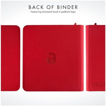 Vault X 12 Pocket Trading Card Zip Binder - 480 cards, Premium Exo-Tec Album Material, 20 Side-Loading Pages, Folder for Collectible Card Games, Sports, TCG (Red)