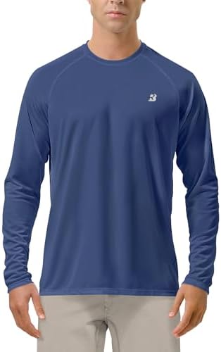 Roadbox Mens UPF 50+ UV Sun Protection Shirts Outdoor Long Sleeve SPF Rash Guard for Fishing Hiking Swimming Running