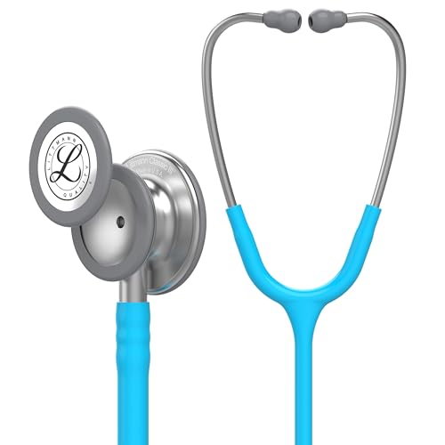 3M Littmann Classic III Monitoring Stethoscope, 5835, More Than 2X as Loud, Weighs Less, Stainless Steel Chestpiece, 27" Turquoise Tube