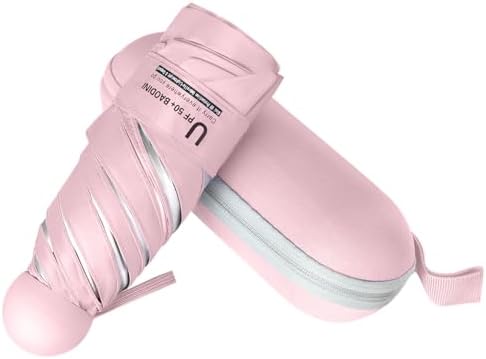 BAODINI Travel Mini Umbrella for Purse With Case Small Compact UV Sun Protection Sun Lightweight Tiny Pocket Umbrella for Women Girls and Men