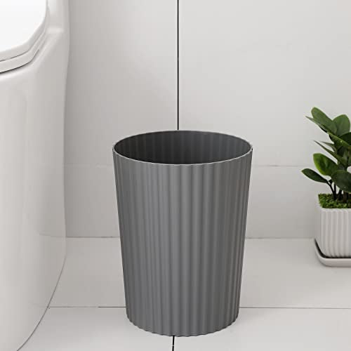 JiatuA Small Trash Can Plastic Wastebasket Round Garbage Container Bin for Bathroom, Kitchen, Bedroom, Home Office, College Dorm, Dark Grey
