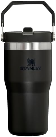 Stanley IceFlow Flip Straw Tumbler with Handle 20 oz | Twist On Lid and Flip Up Straw | Leak Resistant Water Bottle | Insulated Stainless Steel |BPA-Free | Black 2.0