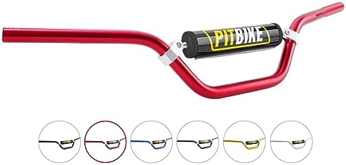 Handlebars 7/8 Inch for Motorcycle,RUTU Upgraded Universal Dirt Bike Handle Bar with Crossbar Pad Mid-Rise Mini Bike Pit Bike Handlebar for Motocross ATV Quad - Red