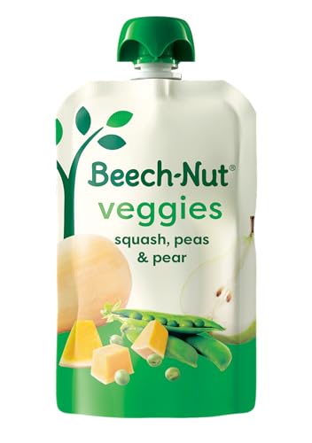 Beech-Nut Baby Food Pouches, Squash Peas Pears Veggie Puree Baby & Toddler Food, 3.5 oz (12 Pack)